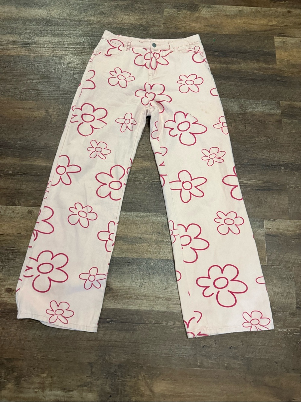 Women's Pink Wide Leg Floral Pants